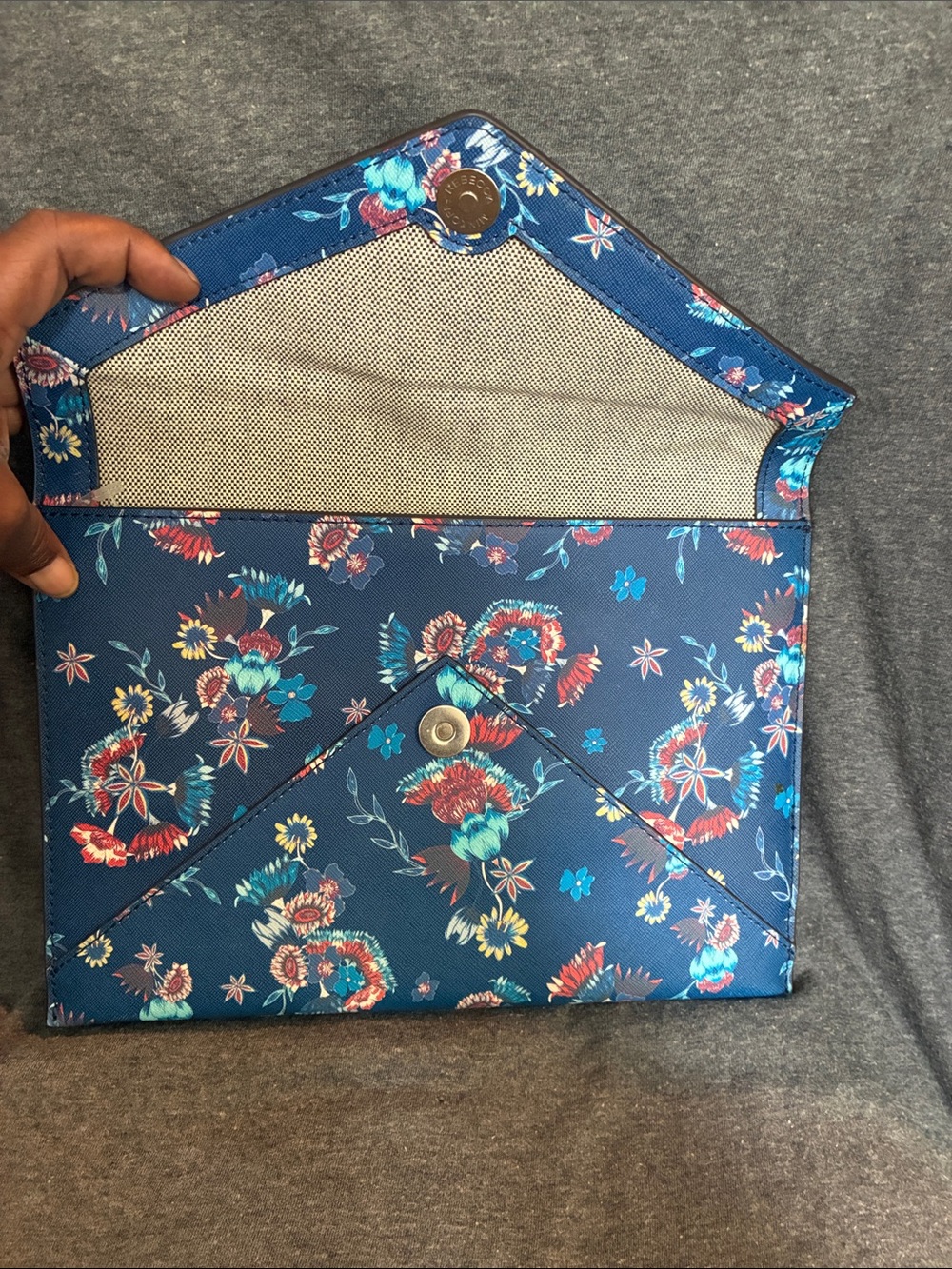 Rebecca Minkoff Navy Floral Envelope Clutch - Picture 4 of 8